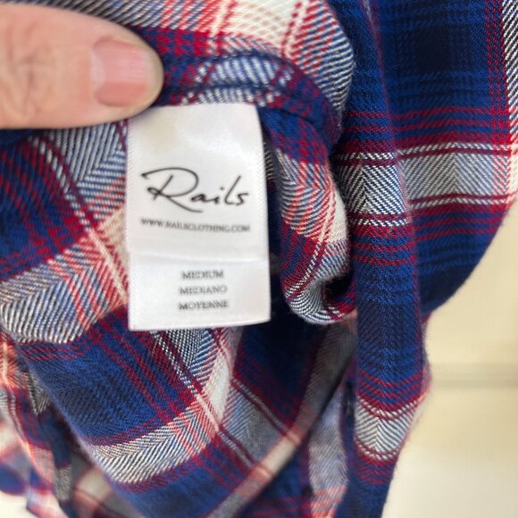 Rails Shirt Hunter Plaid Blue Red White Button up Flannel Tom SZM Long Sleeve - Picture 7 of 9